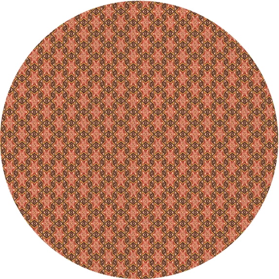Ahgly Company Machine Washable Indoor Round Transitional Orange Gold Area Rugs, 3' Round
