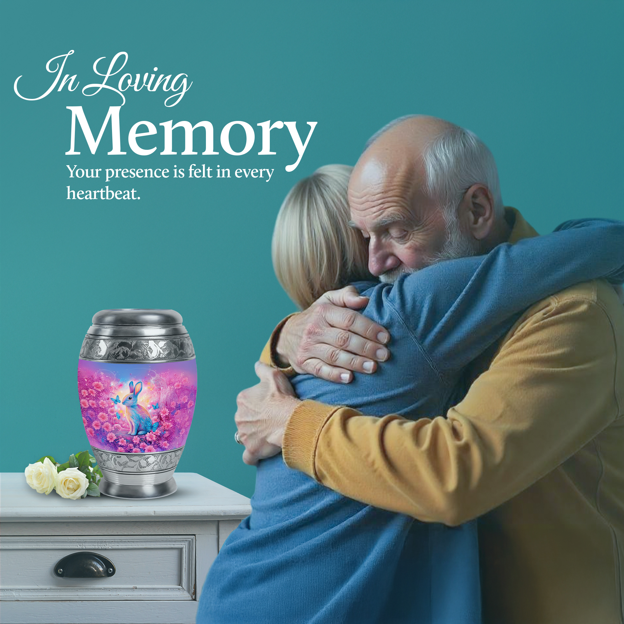 SABURIAL Rabbit Urn - Mini Urns For Human Ashes Adult Female - Little Cremation Urn For Ashes Dad - Keepsake Burial Urns For Male - Combo Of 10 Inch & 3 Inch