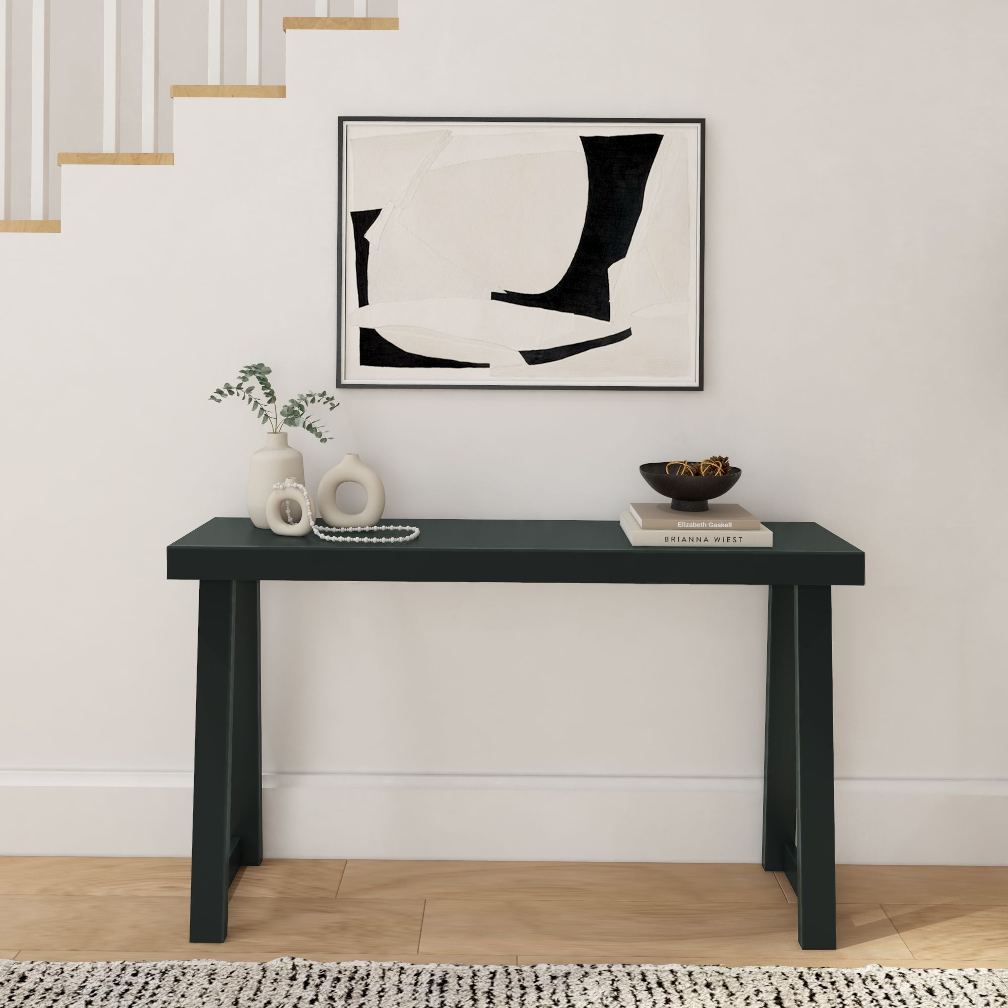 Plank+Beam Solid Wood 56" Console Table, Classic Entryway Table, Narrow Foyer Table