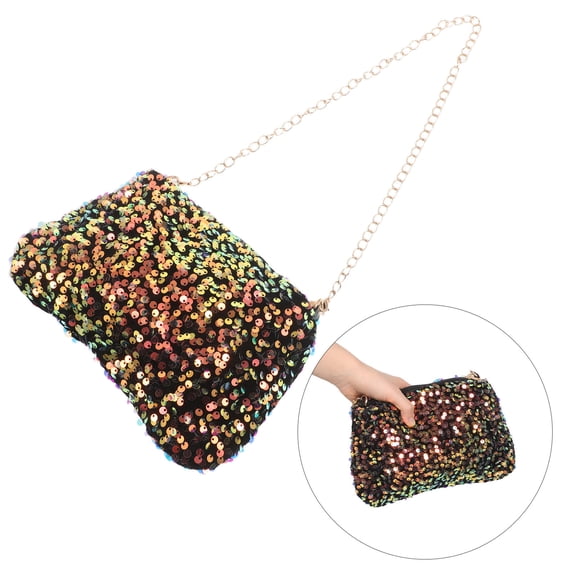Luxshiny Sequin Crossbody Purse with Chain Strap Compact Evening Handbag