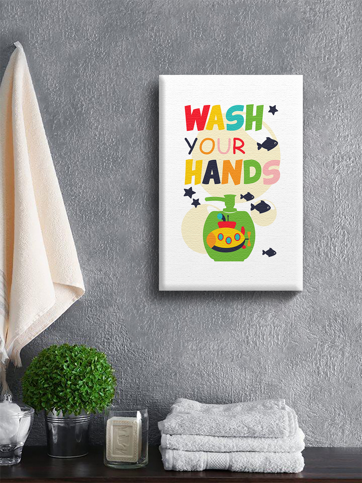 Awkward Styles Wash Your Hands Printed Quotes for Children Wash Your Hands Canvas Wall Decor Colorful Art Decals Wall Art for Home Gifts Kids Bathroom Decor Bathroom Framed Wall Art for Children - image 2 of 7
