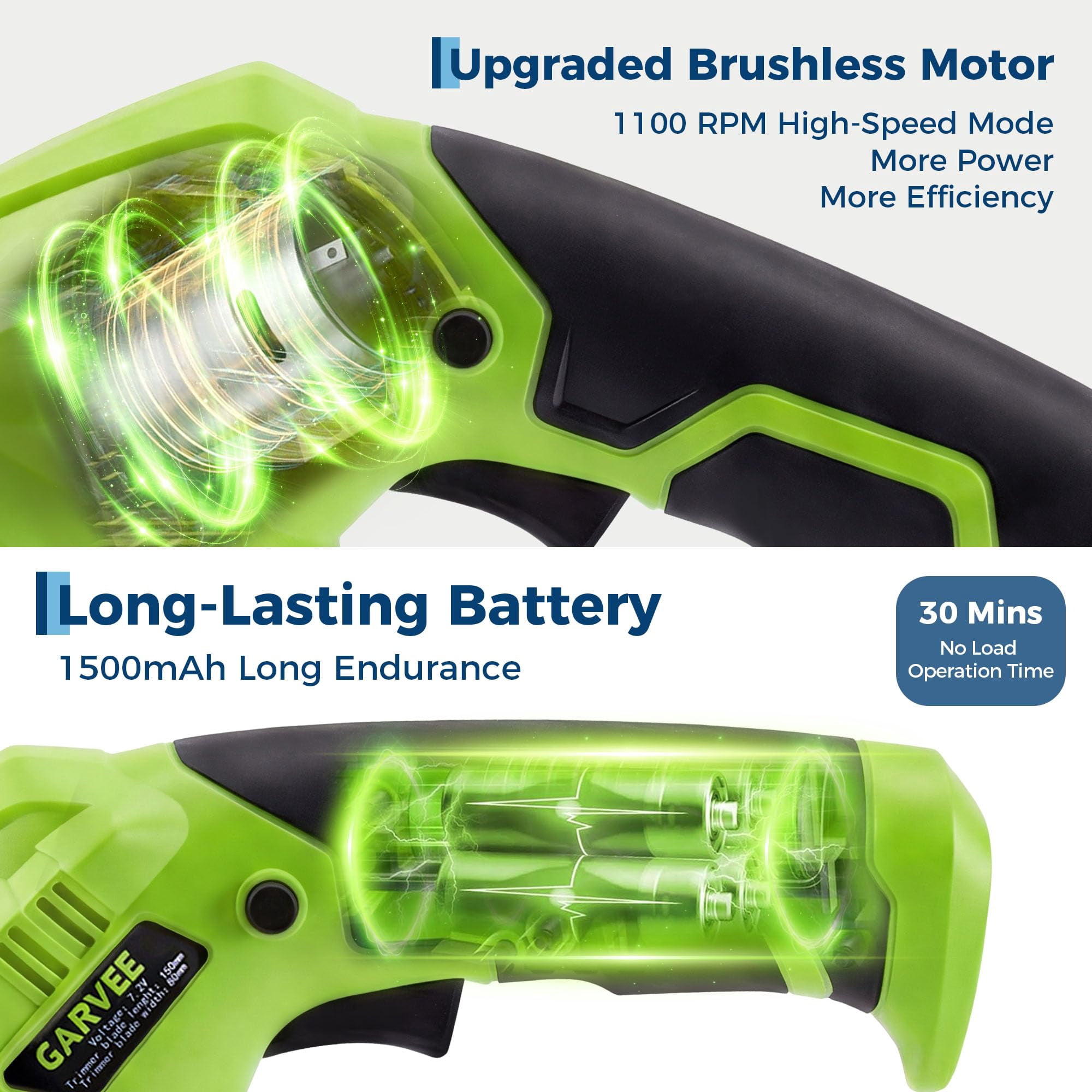 Cordless Grass Shears & Hedge Trimmer 2-in-1 – 7.2V Rechargeable Handheld Garden Trimmer with Type-C Charging, Lightweight Electric Grass Shear & Shrub Trimmer for Lawn, Yard & Garden