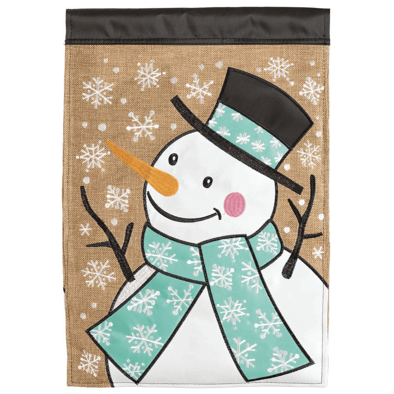 Magnolia Gardens M011429 13 x 18 in. Snowman Double Applique Garden Flag