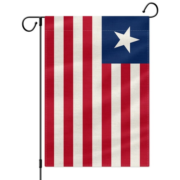 PTEROSAUR Liberia Garden Flag, Liberian National Flag, 12.5x18 inch Double Sided Burlap for House Yard Lawn Indoor Outdoor Decor