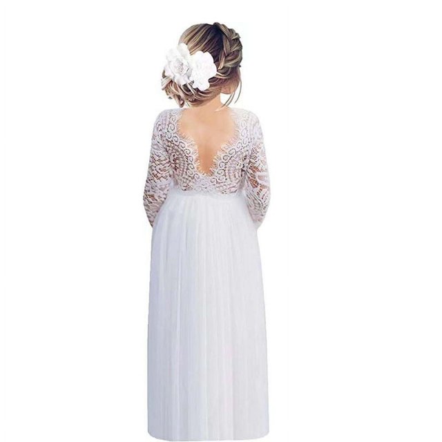 Vestido de fiesta transparente de manga larga con falda corta de ballet de tubo recto con espalda de encaje para niñas y mujeres