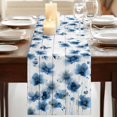 thumbnail image 3 of Table Runners 70 Inches Long Dress Scarves, Navy Blue Floral Farmhouse Coffee/Dining/Kitchen Table Decor, Holiday Table Runner, Spring Flowers Butterflies Wooden 13x70 Inch, 3 of 9