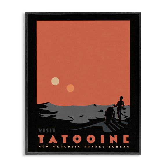 Stupell Industries Contemporary Tatooine Vast Science Fiction Land Black Framed Giclee Art, 16 x 20, by Matheus Lopes Castro