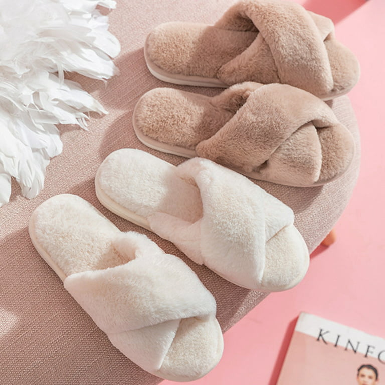 Women's Memory Foam Slippers Comfort Wool-Like Plush Fleece Lined House  Shoes for Indoor & Outdoor