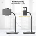 thumbnail image 2 of Cell Phone Stand, Adjustable Height & Angle Phone Holder Gooseneck Flexible Arm Universal Phone Stand for Desk, Aluminum Alloy Desktop Cell Phone Holder Compatible with 3.5"-6.5" Device (Black), 2 of 5