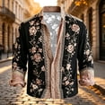 thumbnail image 5 of Fsmtpdam Long Sleeve Hawaiian Shirts for Men Vintage Floral Button Down Boho Tops with Lace Trim Lightweight Casual Beach Holiday Vintage Shirt, 5 of 5