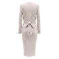 thumbnail image 5 of YMNXA Women's Maternity Dress Long Sleeve Crew Neck Solid Color Comfortable Breathable Pregnant Dresses For Casual Daily Wear,Beige,L, 5 of 6