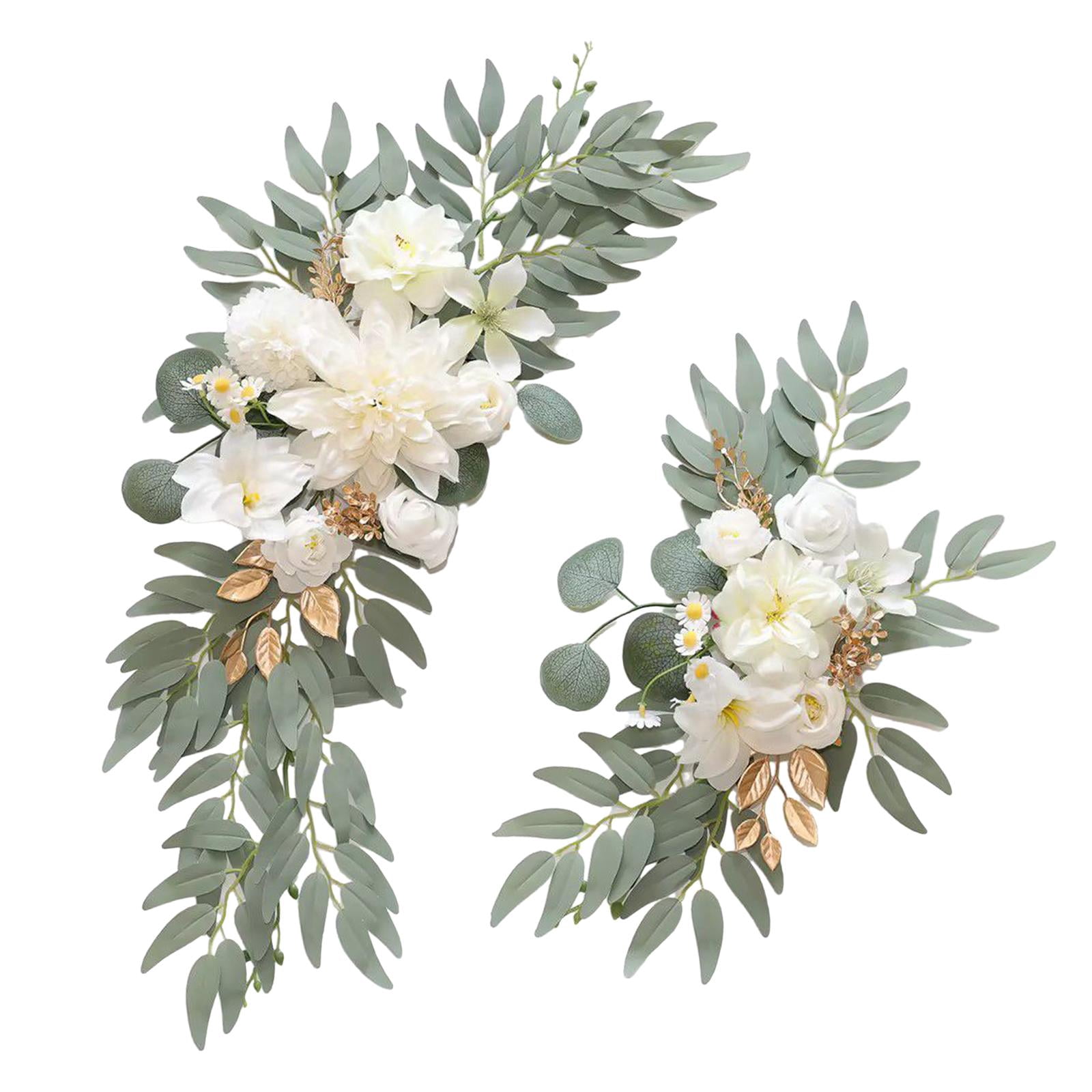 GUOOL 2 Pieces Wedding Arch Flowers Welcome Sign Decoration Corner Flowers Artificial Flowers for Ceremony Birthday Window Ornament White