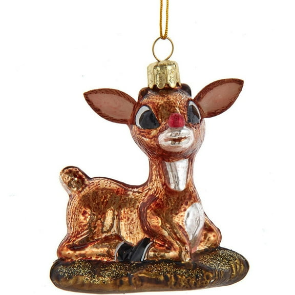 Kurt S. Adler 3-Inch Glass Rudolph The Red Nose Reindeer Glass Baby Rudolph Ornament