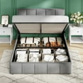 thumbnail image 4 of Amolife Full Size Lift Up Storage Bed Frame, Velvet Upholstered Platform Bed with Adjustable Headboard, No Box Spring Needed, Gray, 4 of 13