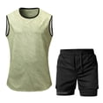 thumbnail image 2 of Bovxnpu Men's Clothing Set 2 Piece Outfits Tracksuit Sleeveless Crew Neck Men's Casual Button Shirt Pants Set, 2 of 7