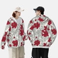 thumbnail image 6 of Balery Leaves And Anemone Flowers In Red Grey Men's Women's UPF 50+ Sun Protection Lightweight Hoodie Performance Long Sleeve Shirt for Fishing Running-Large, 6 of 9