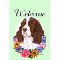 thumbnail image 1 of Springer Spaniel Liver and White - Best of Breed Welcome Flowers Garden Flags, 1 of 1