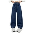 thumbnail image 1 of Odeerbi 3-16 Años Niñas Pantalones Vaqueros de Cintura Alta Pantalones Vaqueros de Color Sólido Pantalones Sueltos de Cintura Alta Con Bolsillo, 1 of 9