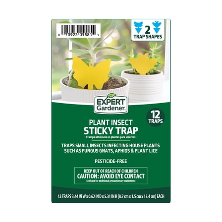 Expert Gardener Plant Insect Sticky Traps for Gnats, Aphids, and Plant Lice, 12 Pack