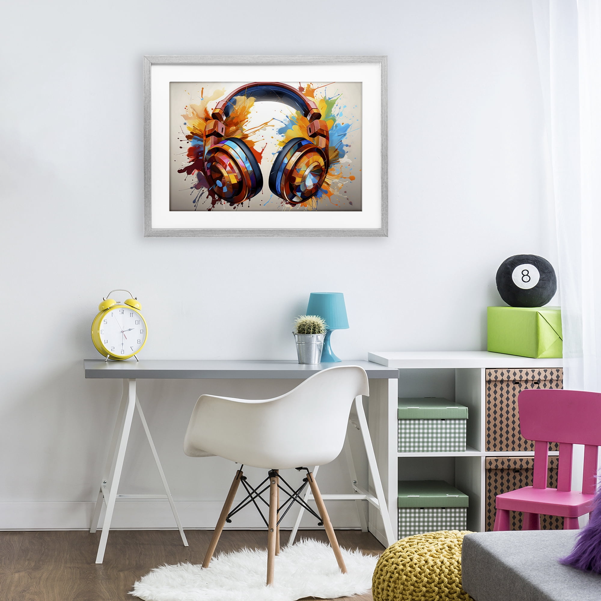 Stupell Industries Music In Color Splatter Gray Framed Print Under Glass, design by Creative Studio