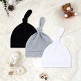 thumbnail image 2 of Splozh Bow Hats for Baby Girls 3 Pack Baby Newborn Hats Set Knot Beanie Hats Soft for Infant Baby Girls Boys Caps,Light Gray,0-6 Months, 2 of 5