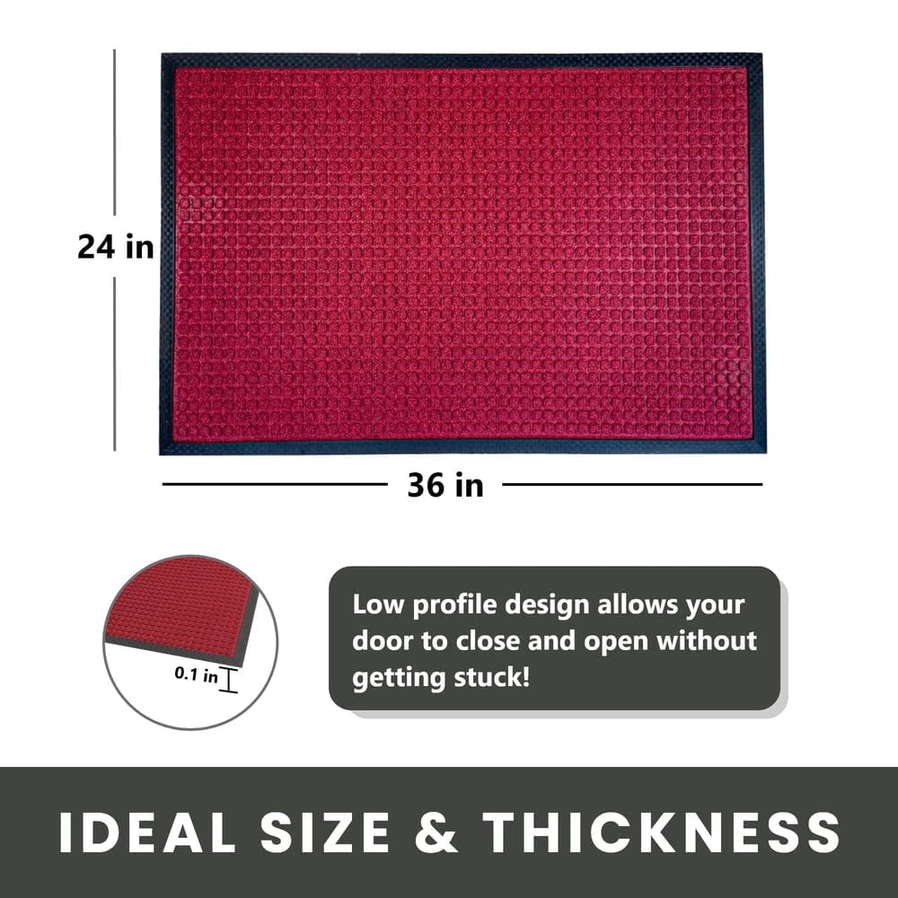 Envelor Front Door Mat Indoor Outdoor Entrance Doormat Non Slip Durable Floor Mat for Entry Mat Kitchen Rugs Home Decor Rugs Heavy Duty Mat Welcome Mat, 24 x 36 Inches, Maroon