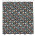 thumbnail image 3 of Adventure Nursery Shower Curtain, Abstract Illustration of Forest Habitants Fluffy Foxes and Dandelions, Fabric Bathroom Set with Hooks, 69W X 84L Inches Extra Long, Multicolor, by Ambesonne, 3 of 3