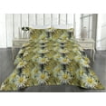 thumbnail image 2 of Ambesonne Floral Quilted Bedspread Set 3 Pcs, Abstract Art Style Asters, Twin, Mustard Khaki Black, 2 of 4