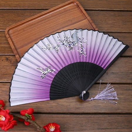 

Aoliandatong Portable Folding Fan Classical Art Dancing Cosplay Wedding Fan Silk Folding Handheld Fans(CR4)