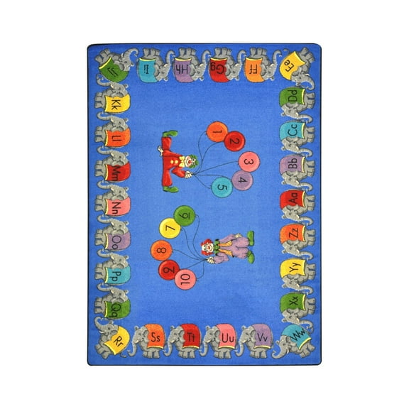 Joy Carpet Kid Essentials Early Childhood Circus Elephant Parade Rug Rectangle Multicolor 7'8" x 10'9"