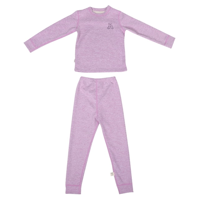 1 juego de ropa interior térmica para niños, pijama térmico de color sólido, pijama térmico de manga larga, pijama térmico cálido para niñas, pijama de invierno