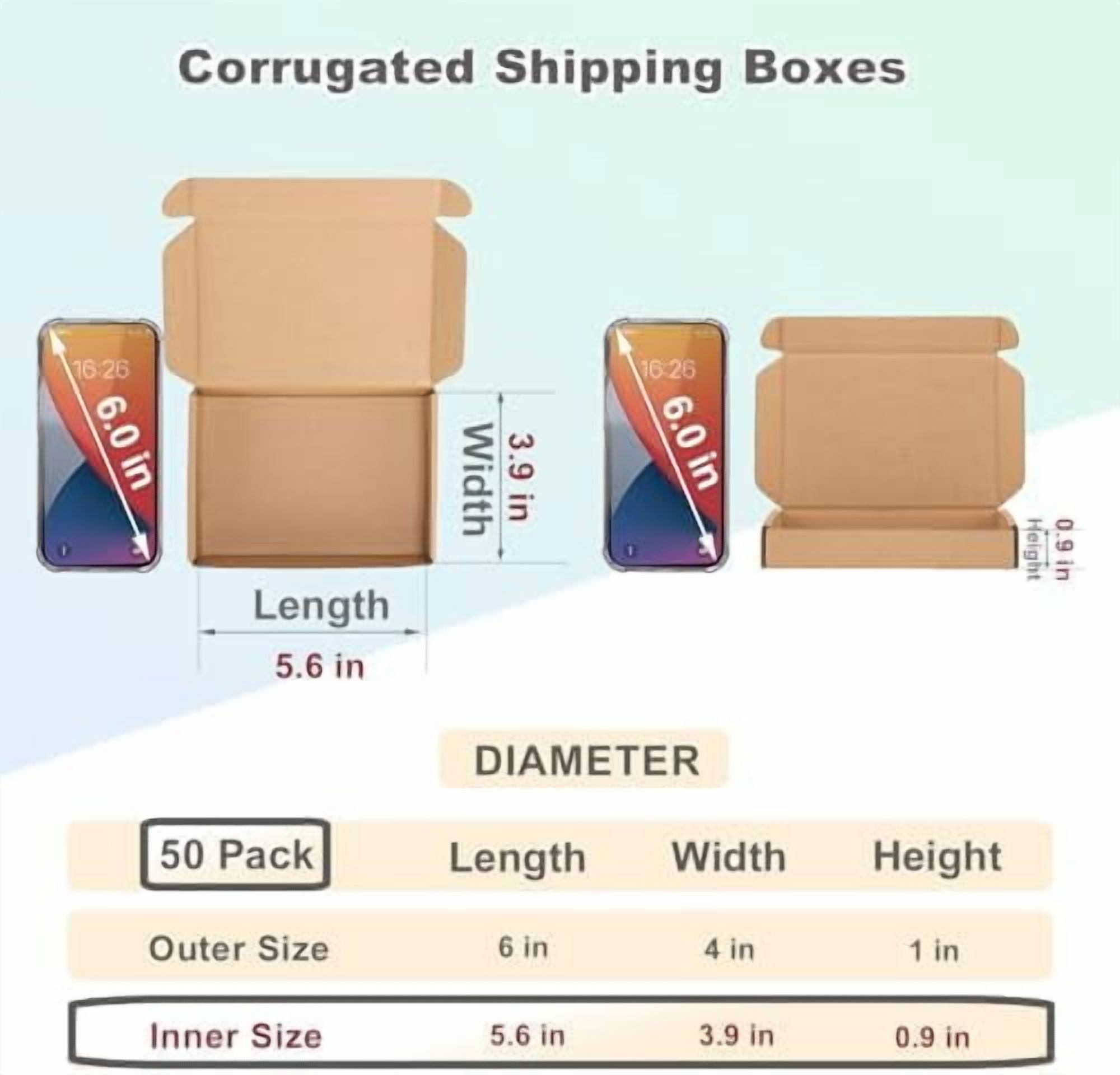 6x4x1 Inches Shipping Boxes Pack of 50, Small Corrugated Cardboard Box for Mailing Mailer Packing, Brown