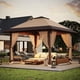 thumbnail image 3 of 13x13ft instant pop - up gazebo con mosquito netting, adjustable height, double roof design, y uv - resistant (khaki + light khaki), 3 of 8