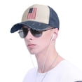 thumbnail image 5 of America Flag Baseball Cap Distressed Adjustable Vintage Cotton Denim Hat for Women Men, 5 of 7