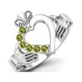 thumbnail image 2 of Irish Claddagh 2mm Round Peridot 925 Sterling Silver Heart Valentines Day Gifts Ring, 2 of 3
