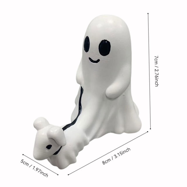 2 piezas de estatua de perro fantasma caminando, fantasma grande paseando a su perro fantasma, figura de perro fantasma espeluznante de Halloween