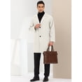 thumbnail image 3 of Unique Bargains Men's Winter Trench Coat Notched Lapel Single Breasted Mid-Length Overcoat S Beige, 3 of 6