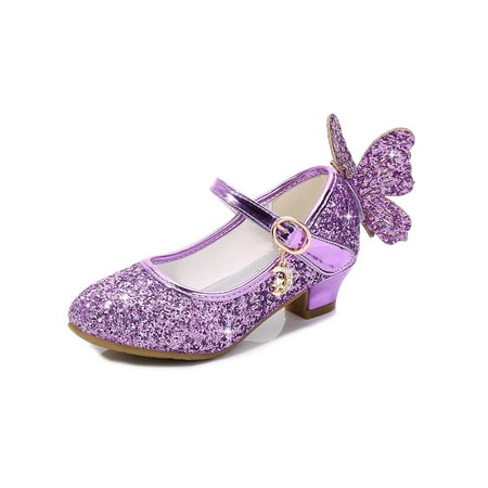 

Kesitin Girl s Princess Shoe Comfort Dress Shoes Butterfly Mary Jane Anti-Slip Lightweight Pumps School Magic Tape Heel Pump Purple 12C