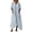 Light Blue, variant on Linen Dress Women Asymmetrical Maxi Dresses Plus Size 3/4 Sleeve Dress Solid V Neck Casual Dress with Pockets Coffee M