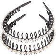thumbnail image 3 of 2 piezas de perlas de moda aros para el cabello delicados accesorios para el cabello con diadema antideslizante para mujeres niñas (perla + perla con cristal), 3 of 8