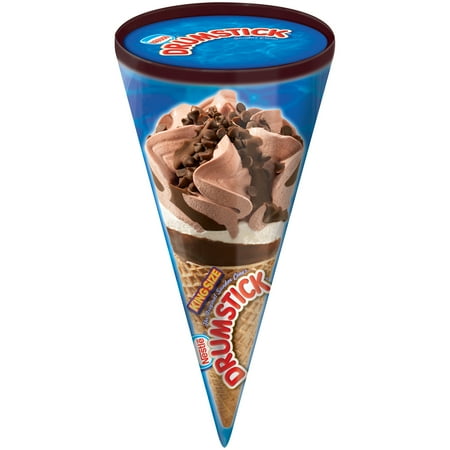 NESTLE DRUMSTICK King Size Triple Chocolate Frozen Dairy Dessert Sundae Cones Single 7.5 fl. oz. Wrapper
