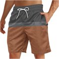 thumbnail image 2 of BiZtdJrK Mens 2025 Summer Big and Tall Beach Shorts Fashion Color Block Elastic Waist Board Shorts Casual Drawstring Sweat Shorts Hawaiian Swim Trunks Brown L Sales of The Day Clearance Prime, 2 of 5