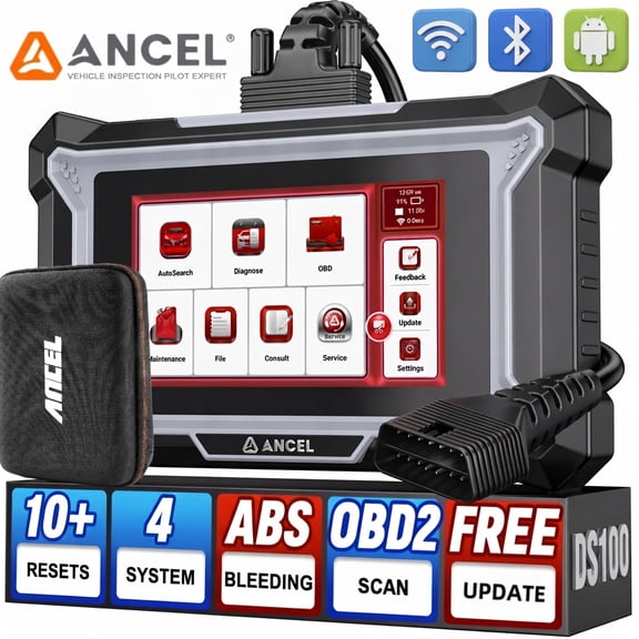 ANCEL DS100 OBD2 Scanner Car Diagnostic Tool with 10 Resets, Oil/Brake/EPB/BMS/SAS Reset, Gear Learning, Check Engine ABS SRS Transmission Code Reader, Lifetime Free Update, Online Customer Service