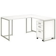 thumbnail image 1 of Pemberly Row 60" Wood L-Shaped Desk with Mobile File Cabinet in White, 1 of 7
