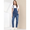 thumbnail image 3 of INSPIRE CHIC Peto De Mezclilla Ajustable Elástico Informal Para Mujer, Mono Largo, Pantalones Vaqueros, Monos Azul claro M, 3 of 5