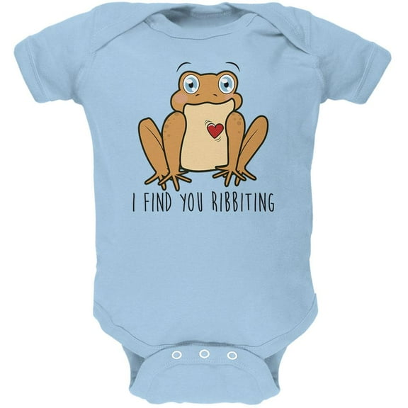Toad I Find You Riveting Funny Pun Valentine's Day Soft Baby One Piece Light Blue 18-24 M