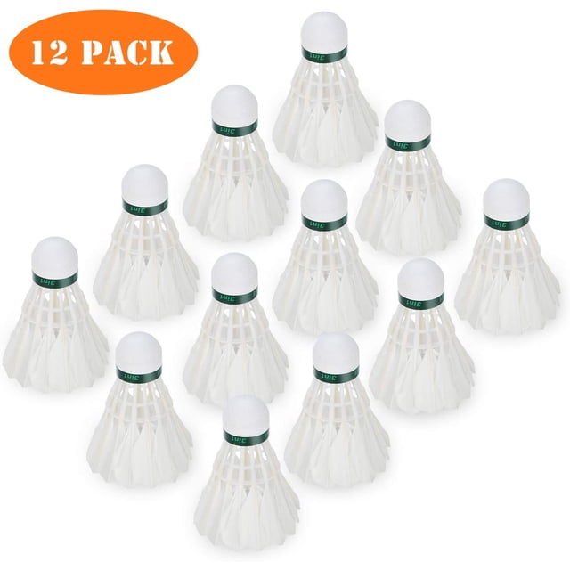 Rewera Volante de bádminton, 12 paquetes de pelotas de bádminton deportivas de entrenamiento, volantes de plumas, volantes de plástico deportivos, pelotas de bádminton de entrenamiento deportivo