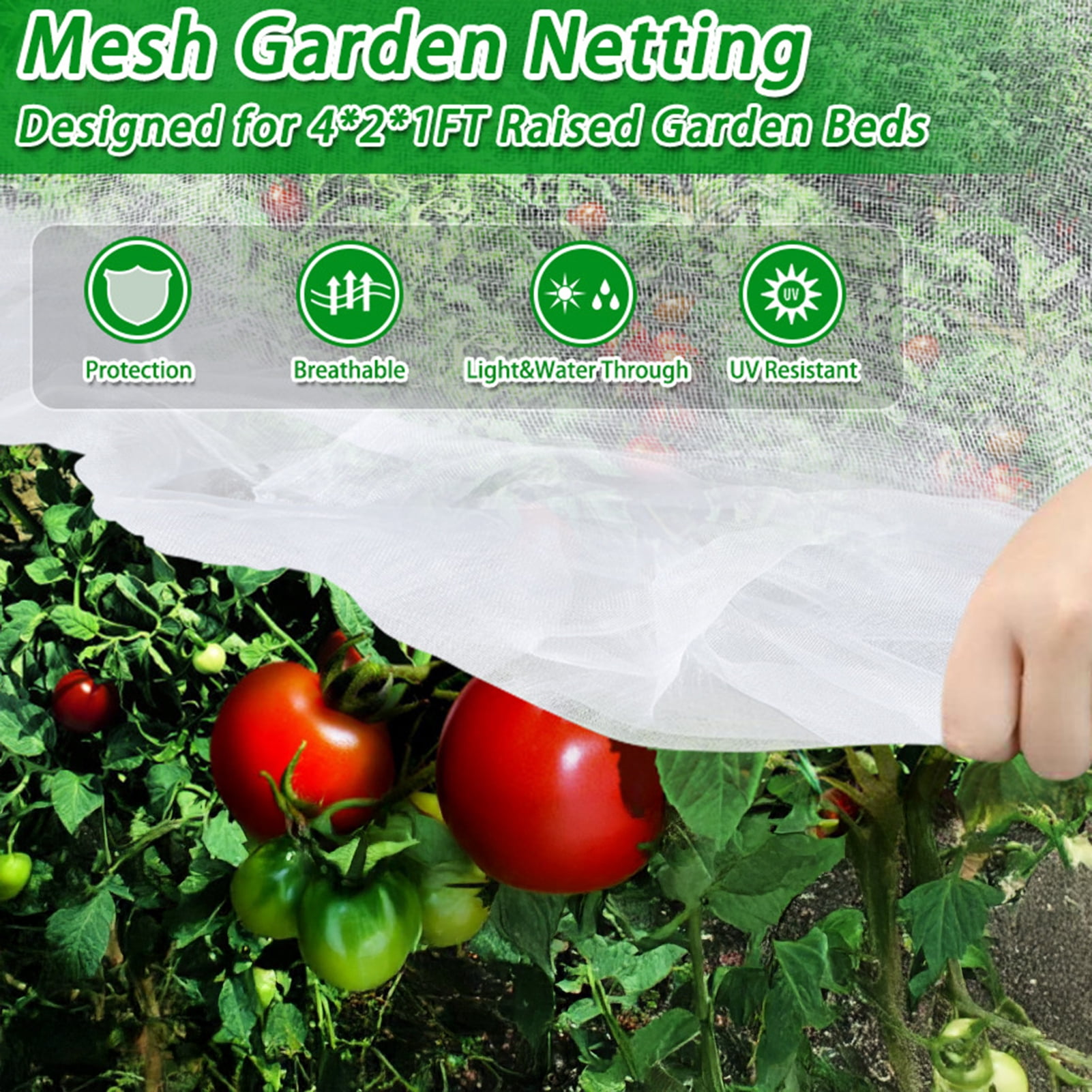 Hyasfey Garden Netting Pest Barrier for Raised Beds Plant Cover with Double Drawstring Rectangular Mesh Netting Greenhouse Protection Screen for Plant Vegetable Fruit Flower