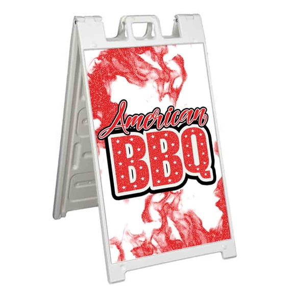 American BBQ (24" X 36") Standard A-Frame Signicade, Includes Decal Applied To Stand