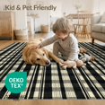 thumbnail image 4 of ODIKA 3'x5' Washable Area Rug Non-Slip, Flatweave, Easy Care Ticking Design With Distressed Pinstripe And Edge Trim Striped Vintage Refined for Hallway, Laundry Room, 4 of 7